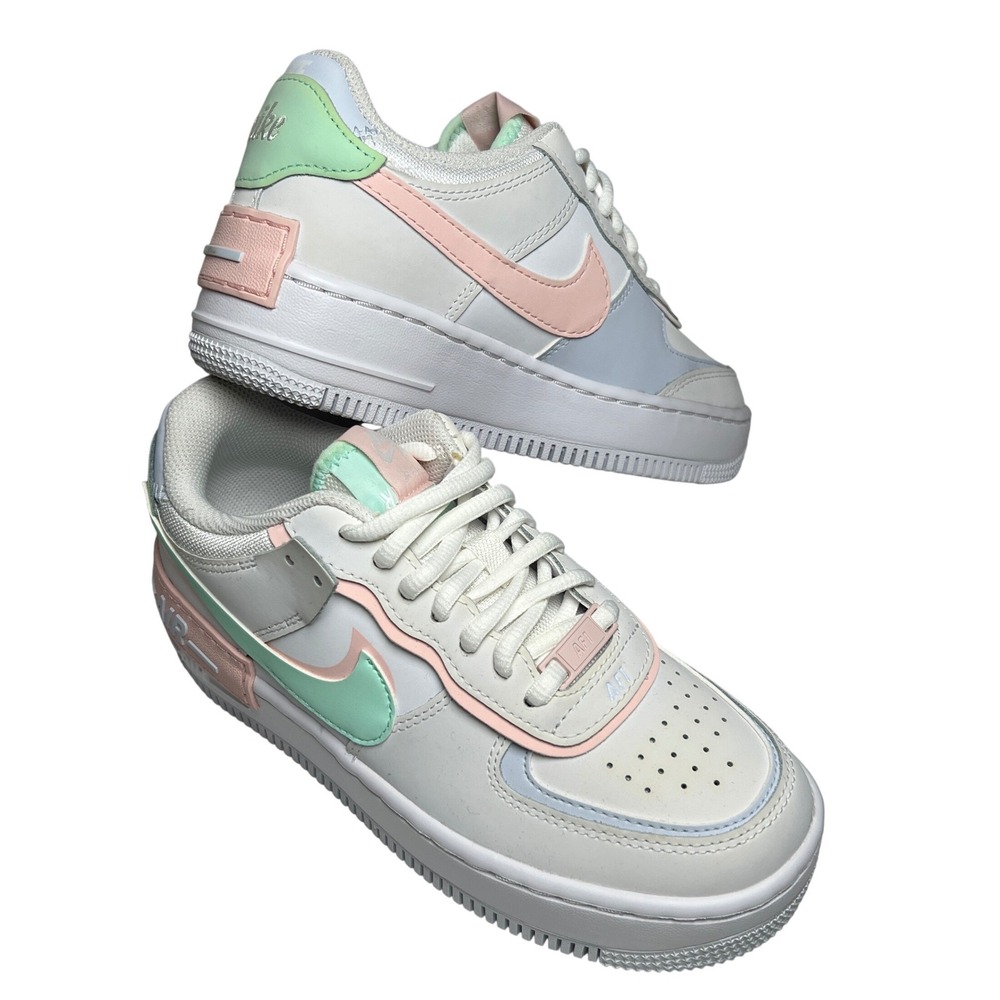 Nike Air Force 1 Shadow Kids Size 6Y White Pink Mint Blue Pastel Sneakers NWOB